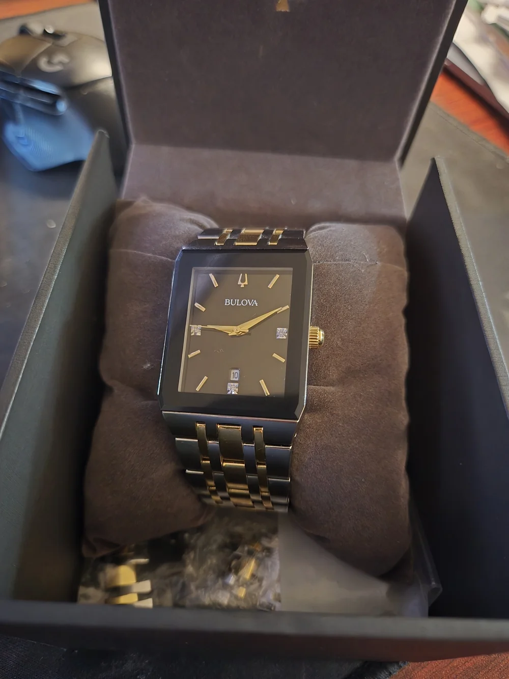 Bulova Men’s Two-Tone Black Dial Dress Watch 98D153